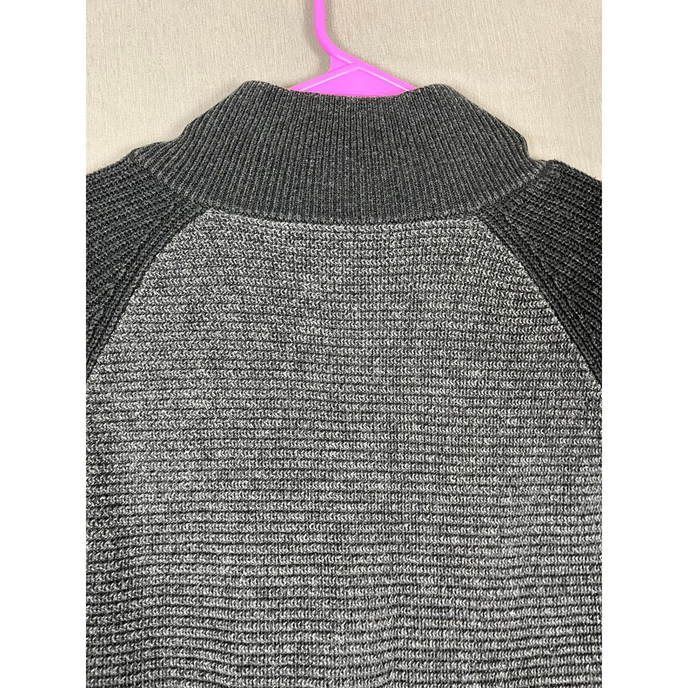 Banana Republic Sweater Mens XL Quarter-Zip Gray Textured Raglan EUC - Picture 10 of 11